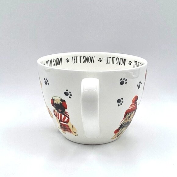 Portobello Dogs in Sweaters "Let it Snow" Multicolor Bone China Tea Coffee Mug - Picture 4 of 8